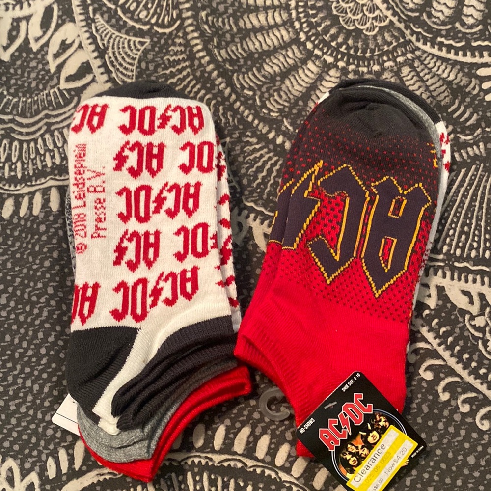 AC/DC SOCKS 4-10 Adult - 2 sets of 3- 6 total socks